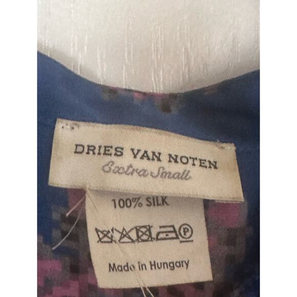 Dries Van Noten Dress Womens XS Kaftan Silk Patterned Midi Boho Artsy Multi Blue - Picture 6 of 8